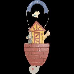 Vintage Primitive Wood Noah's Ark Wall Hanging Forty Days & Nights Nursery Decor